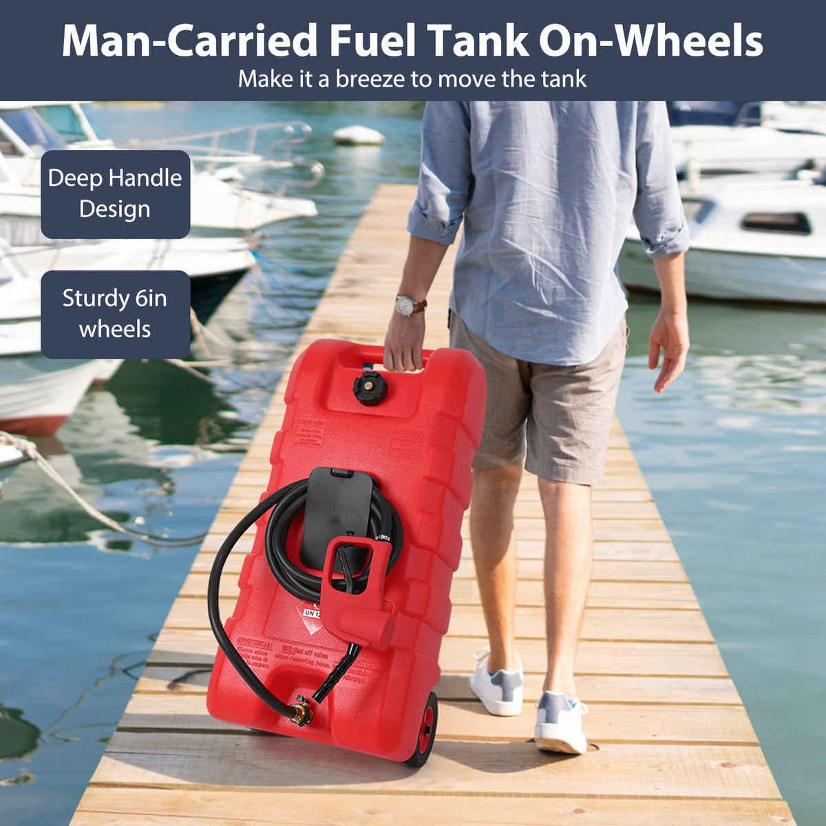 15 Gallon Portable Gas Fuel Tank Container with Pump and Hose C5489