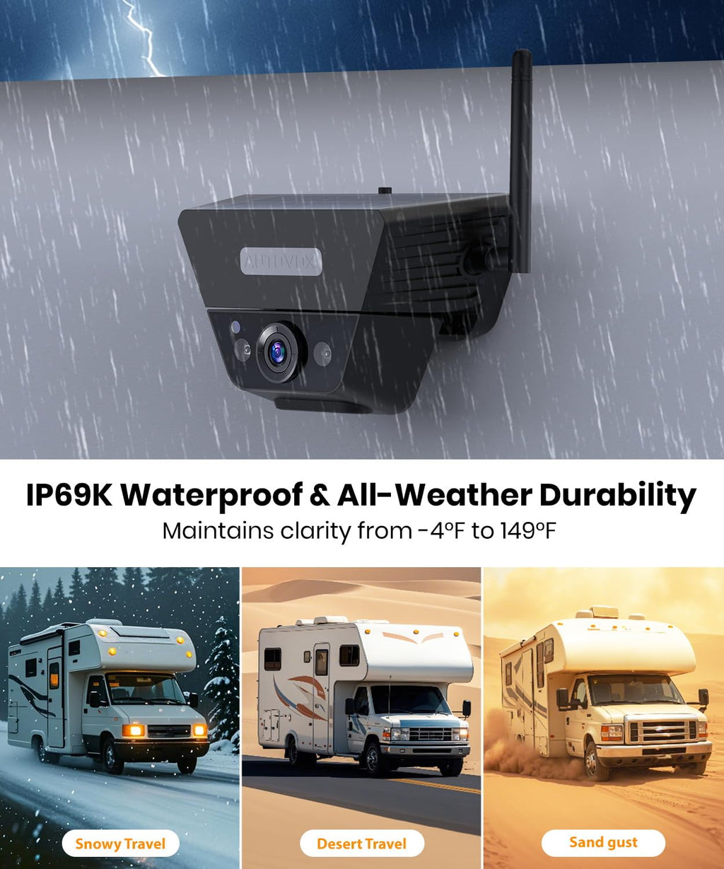 Wireless Backup Camera Solar Magnetic 7.2" 1080P Monitor Z8478