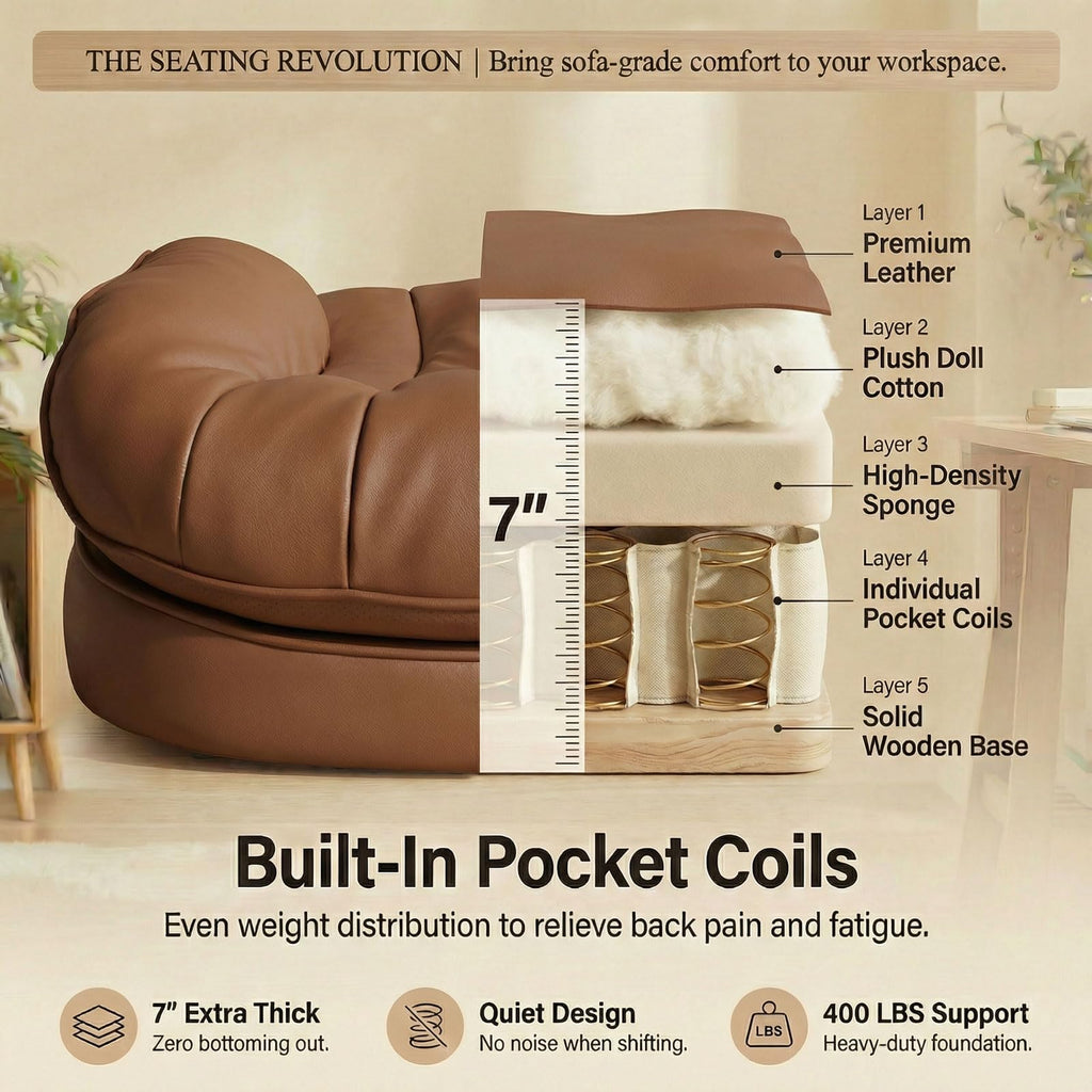 Big & Tall Desk Chair with Footrest Brown C812