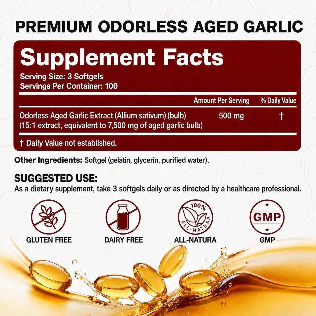 Odorless Aged Garlic Extract 7500mg 300 Softgels L9599
