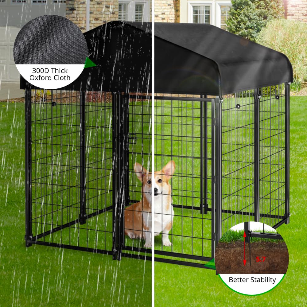 Welded Wire Dog Kennel with Roof F51488