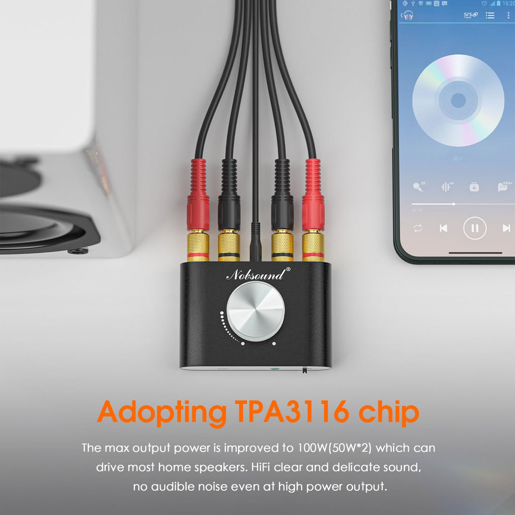 Mini Bluetooth 5.0 Stereo Power Amplifier 50W×2 Black J409962