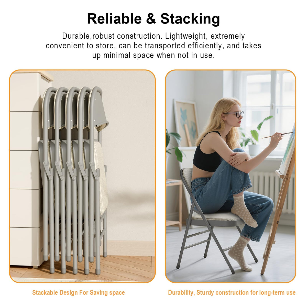 8 Pack Padded Folding Chairs with Fabric Cushion and Back S5623