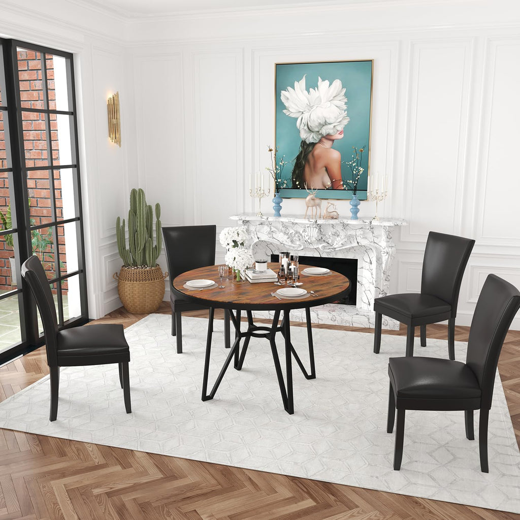 Set of 8 Black Faux Leather Upholstered Dining Chairs U399115