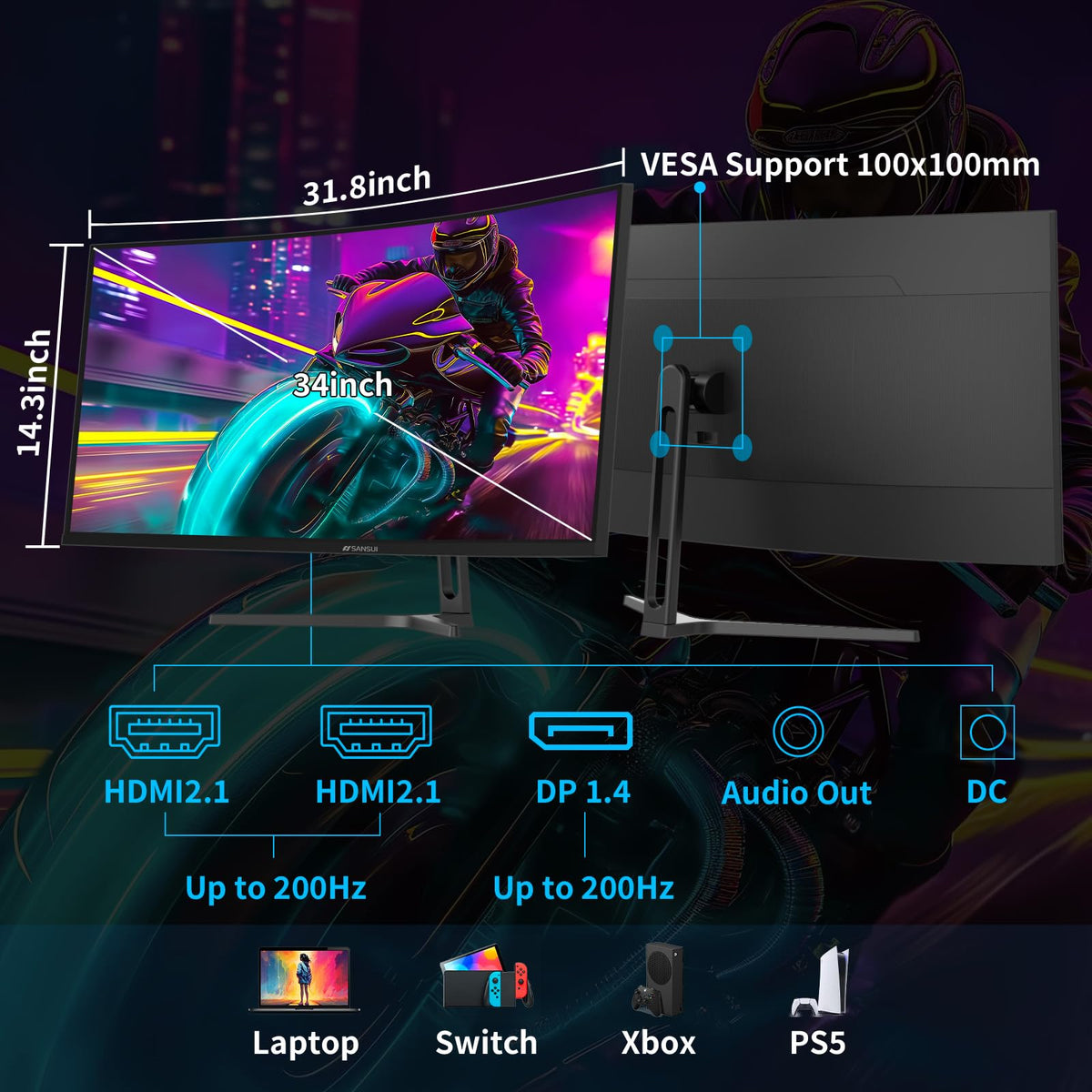 34-Inch Curved Ultrawide Gaming Monitor I856434