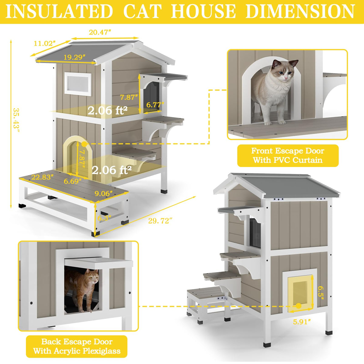 2-Story Insulated Outdoor Cat House N670