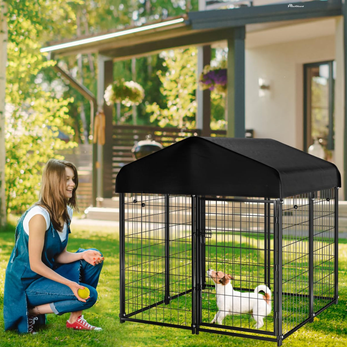 Welded Wire Dog Kennel with Roof F51488