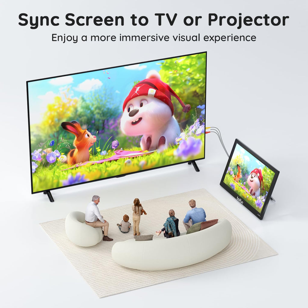 15.6" Portable TV DVD Combo with Antenna, FM Radio, 5000mAh Battery, Black H806