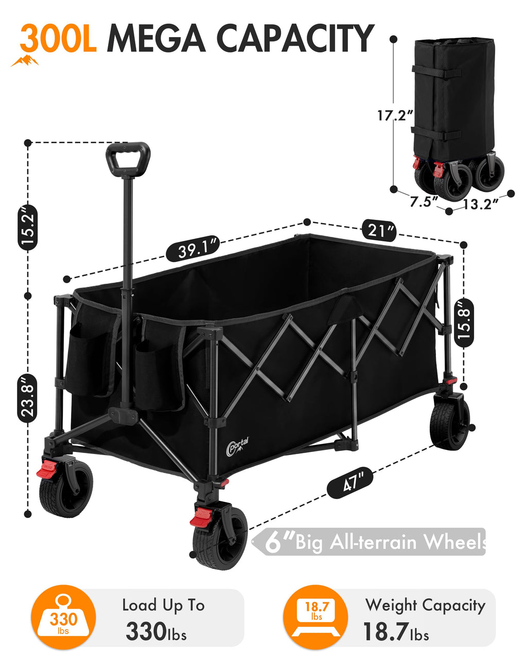 Folding Wagon Cart with Brakes Y6012