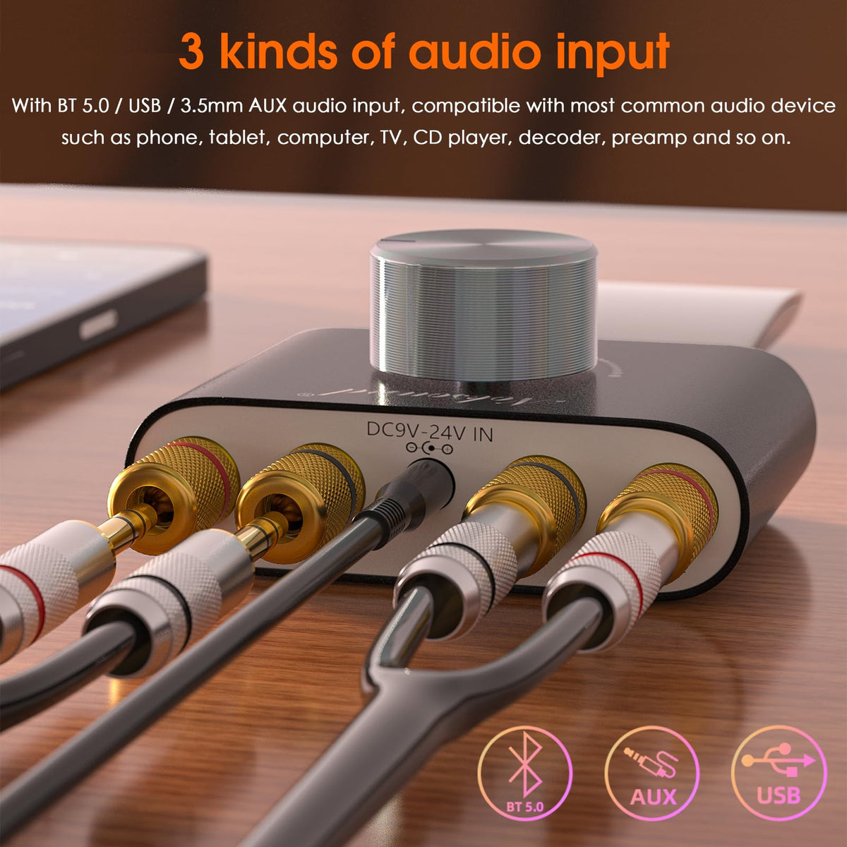 Mini Bluetooth 5.0 Stereo Power Amplifier 50W×2 Black J409962