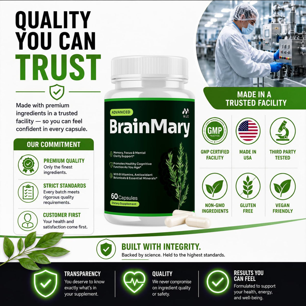 Brain Mary Capsules 5-Pack 300 Capsules A911974