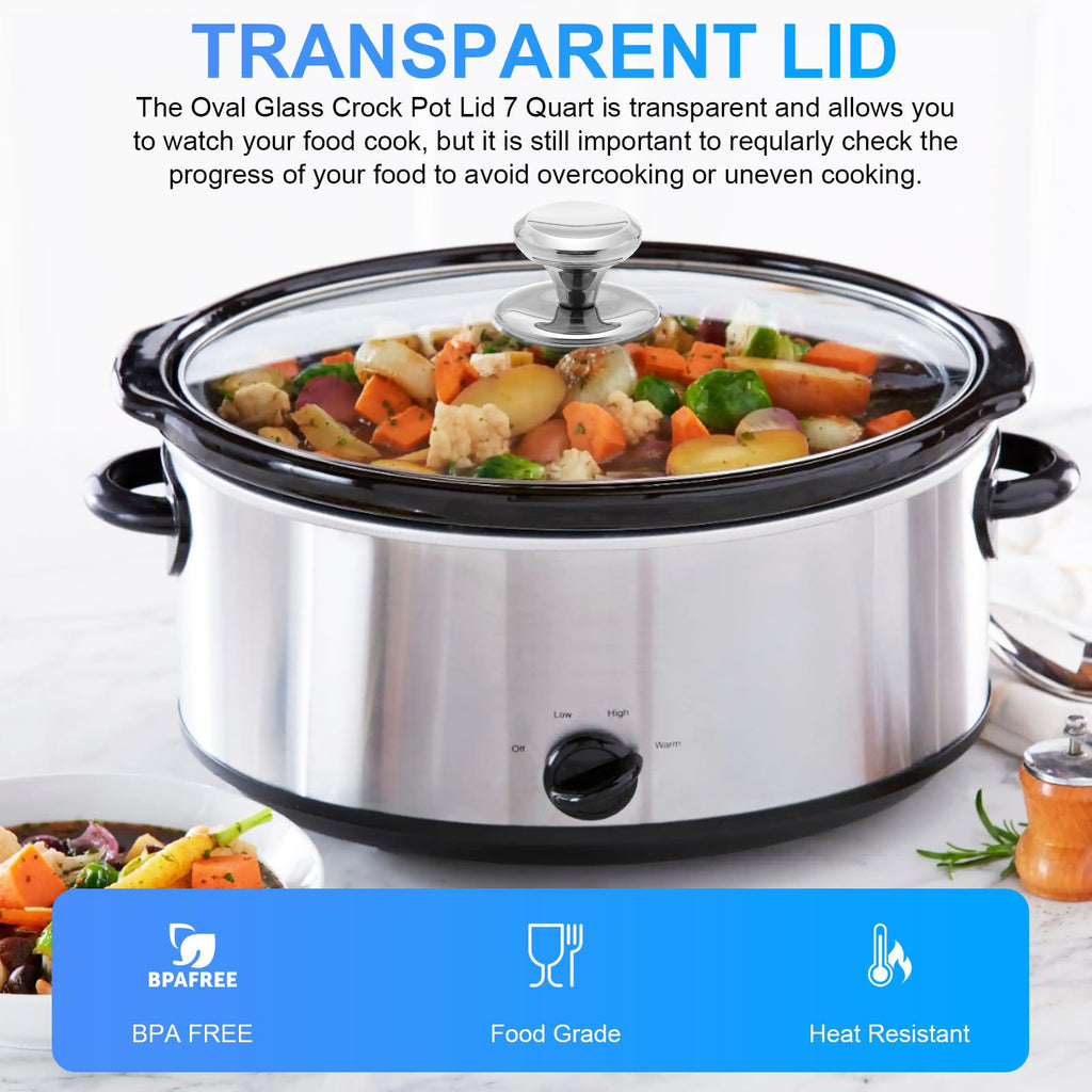 Oval Glass Lid 7 Quart Slow Cooker Replacement Y937