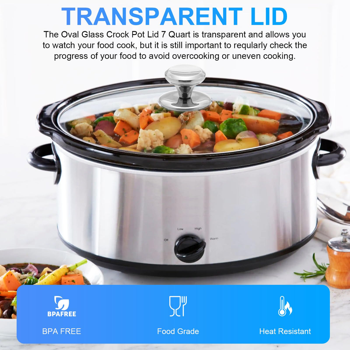 Oval Glass Lid 7 Quart Slow Cooker Replacement Y937