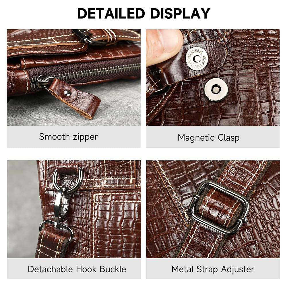 Genuine Leather Crocodile Embossed Mini Messenger Bag Q3327