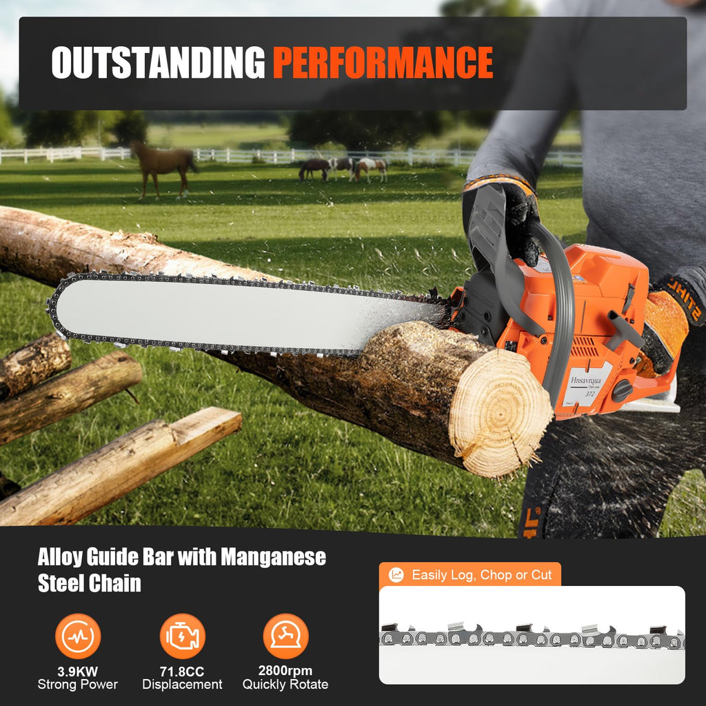 72CC Gas Chainsaw 2 Stroke 24'' Guide Board C8832