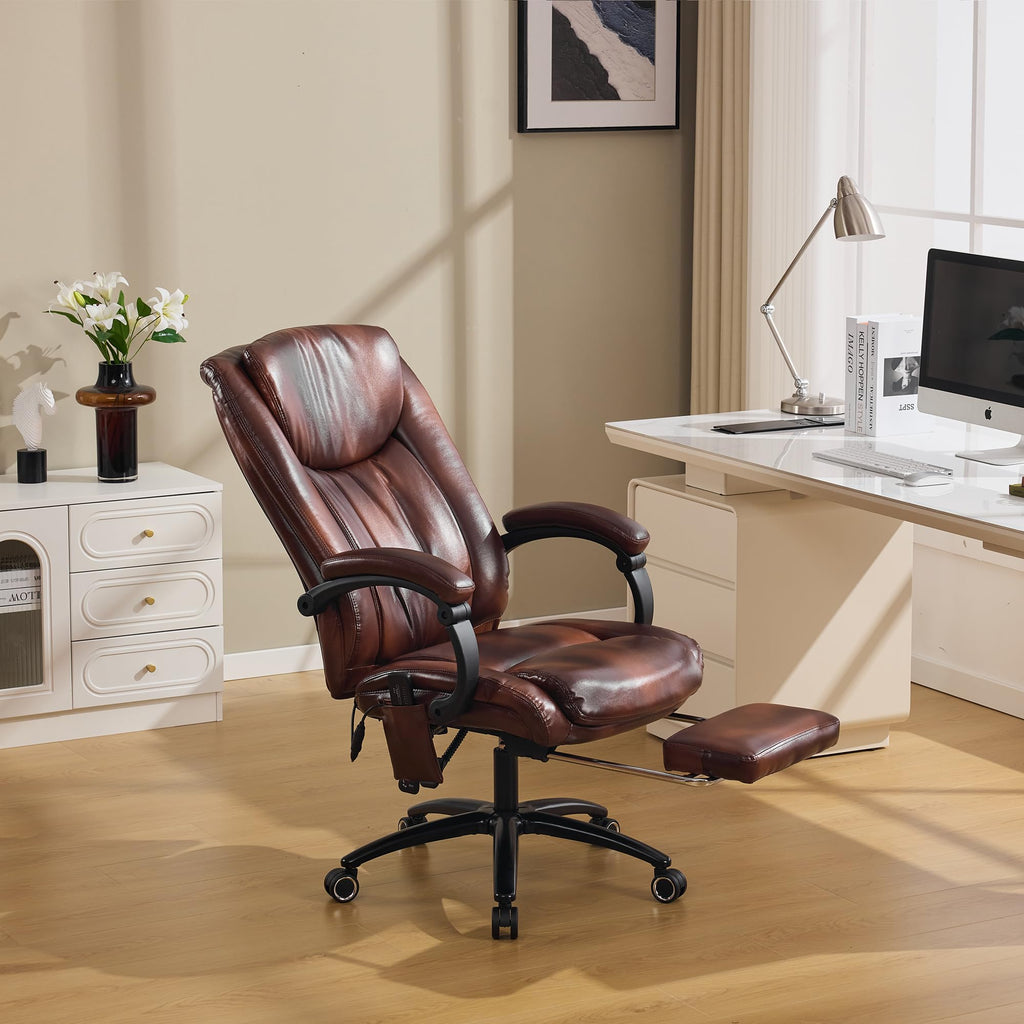 Brown PU Leather Heated Massage Executive Chair T922436