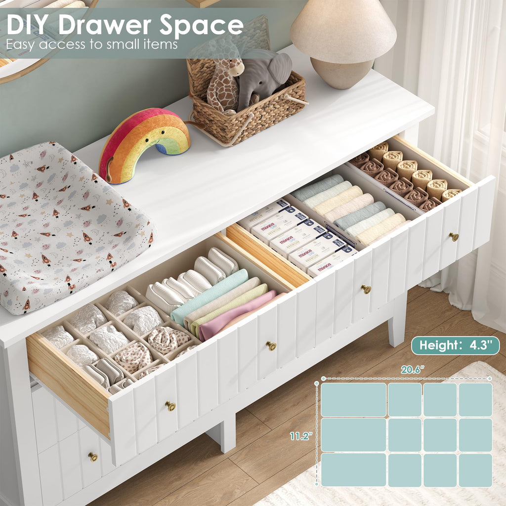 White 6 Drawer Dresser I51976