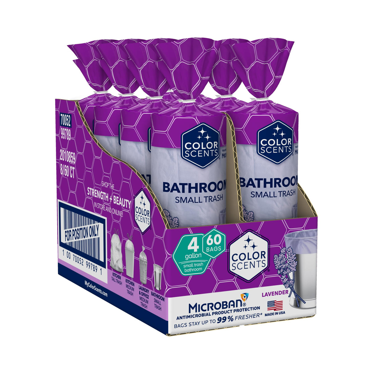 4 Gallon Drawstring Trash Bags 480 Bags Lavender B852267
