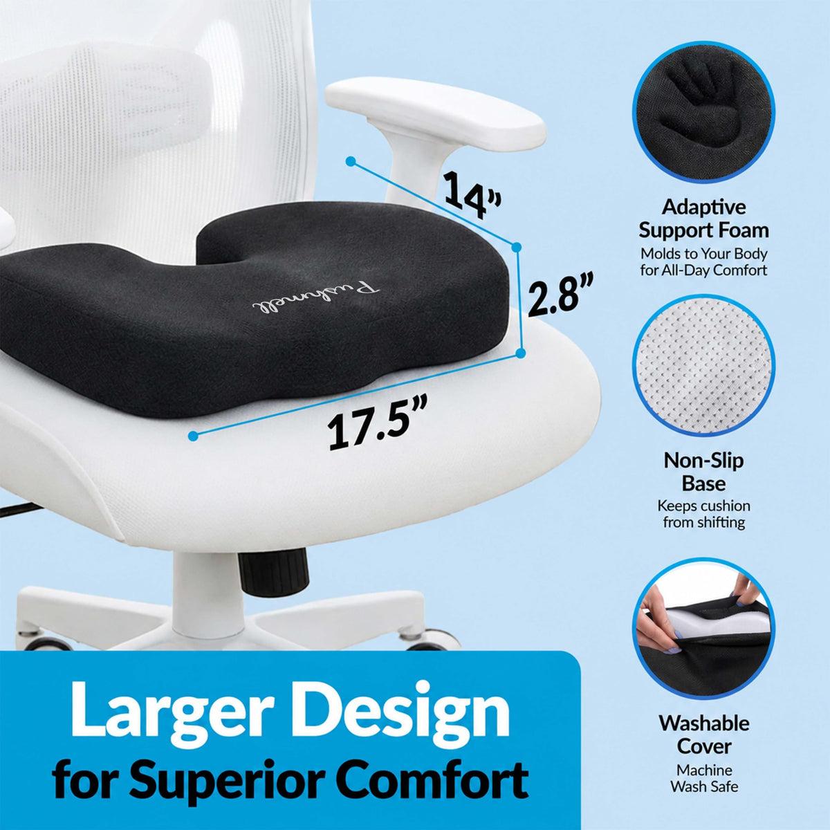 Memory Foam Gel Seat Cushion with Extra Cover T172