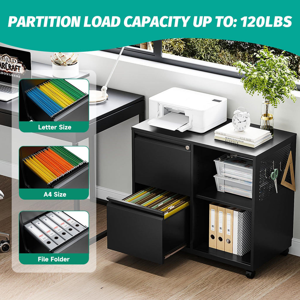2 Drawer Metal File Cabinet with Lock and Shelf R7671