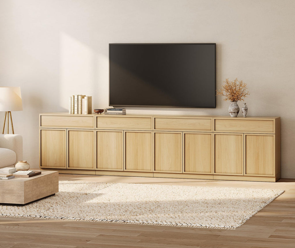 Oak TV Stand with 8 Doors and Drawers L632027