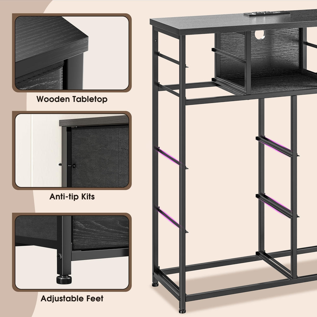 Black 10 Drawer Dresser with LED & Charging Station V122673