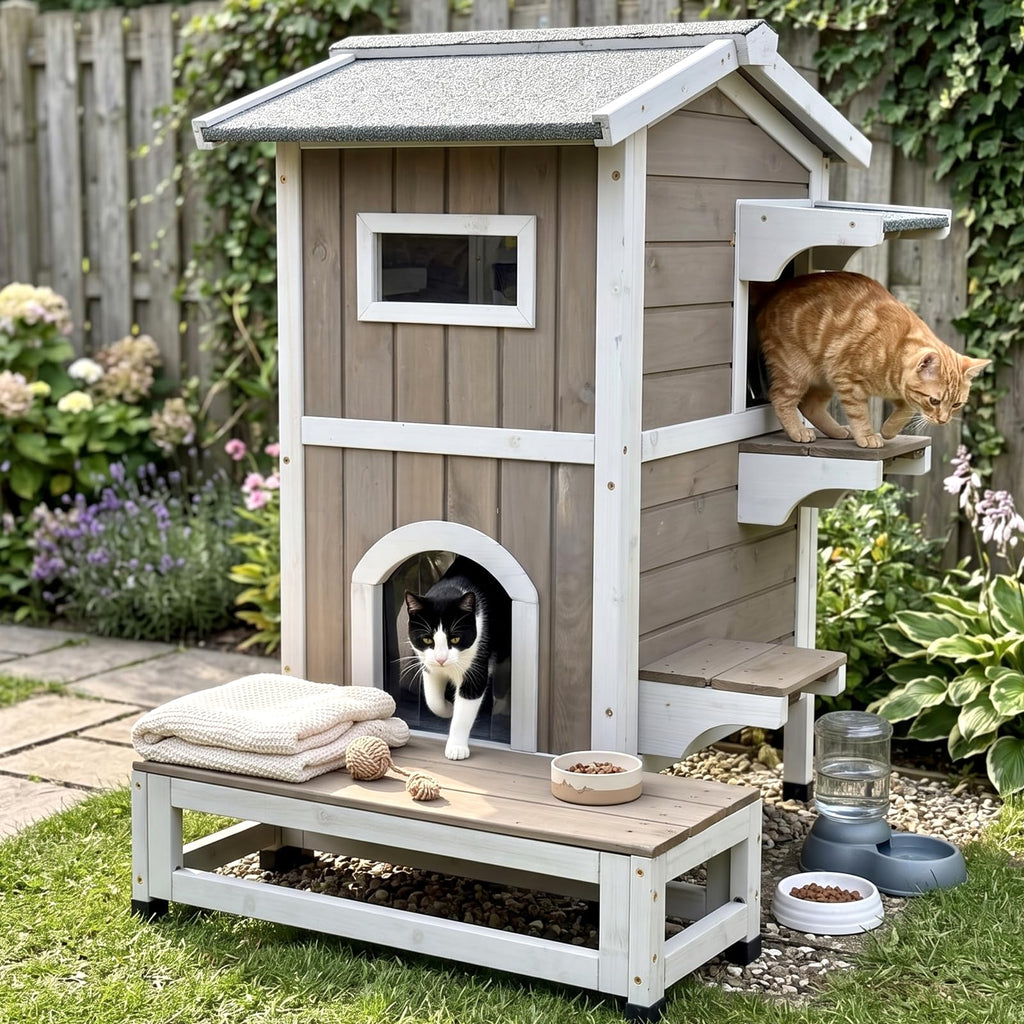 2-Story Insulated Outdoor Cat House N670