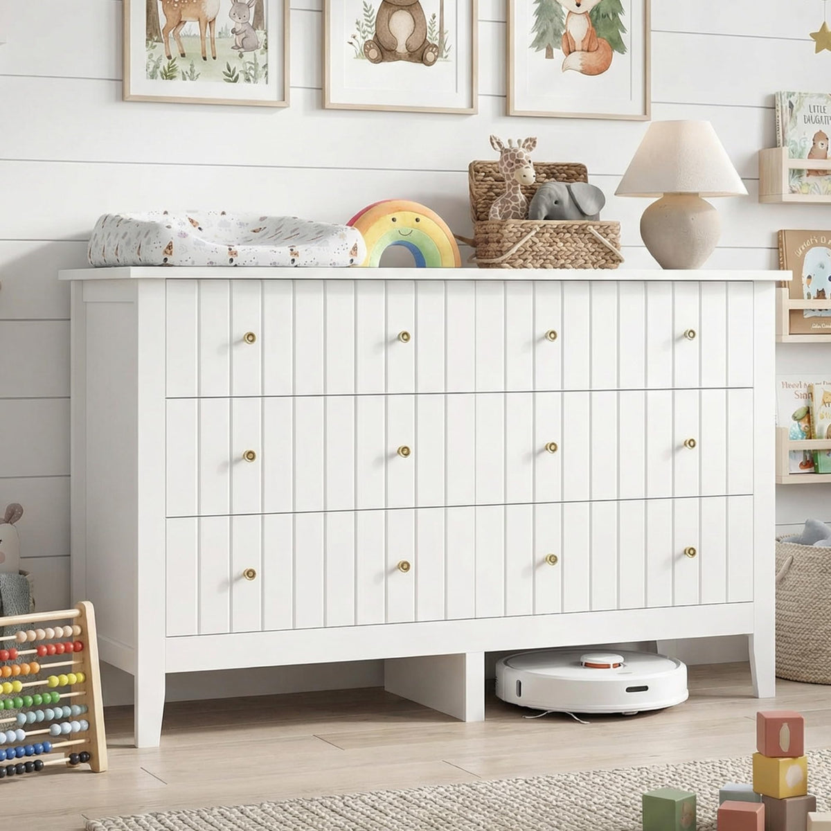 White 6 Drawer Dresser I51976