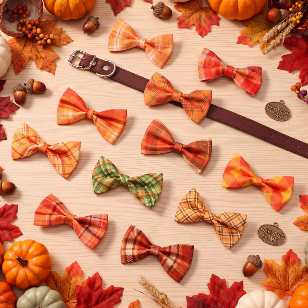 60 Pcs Plaid Dog Collar Bow Ties K6884