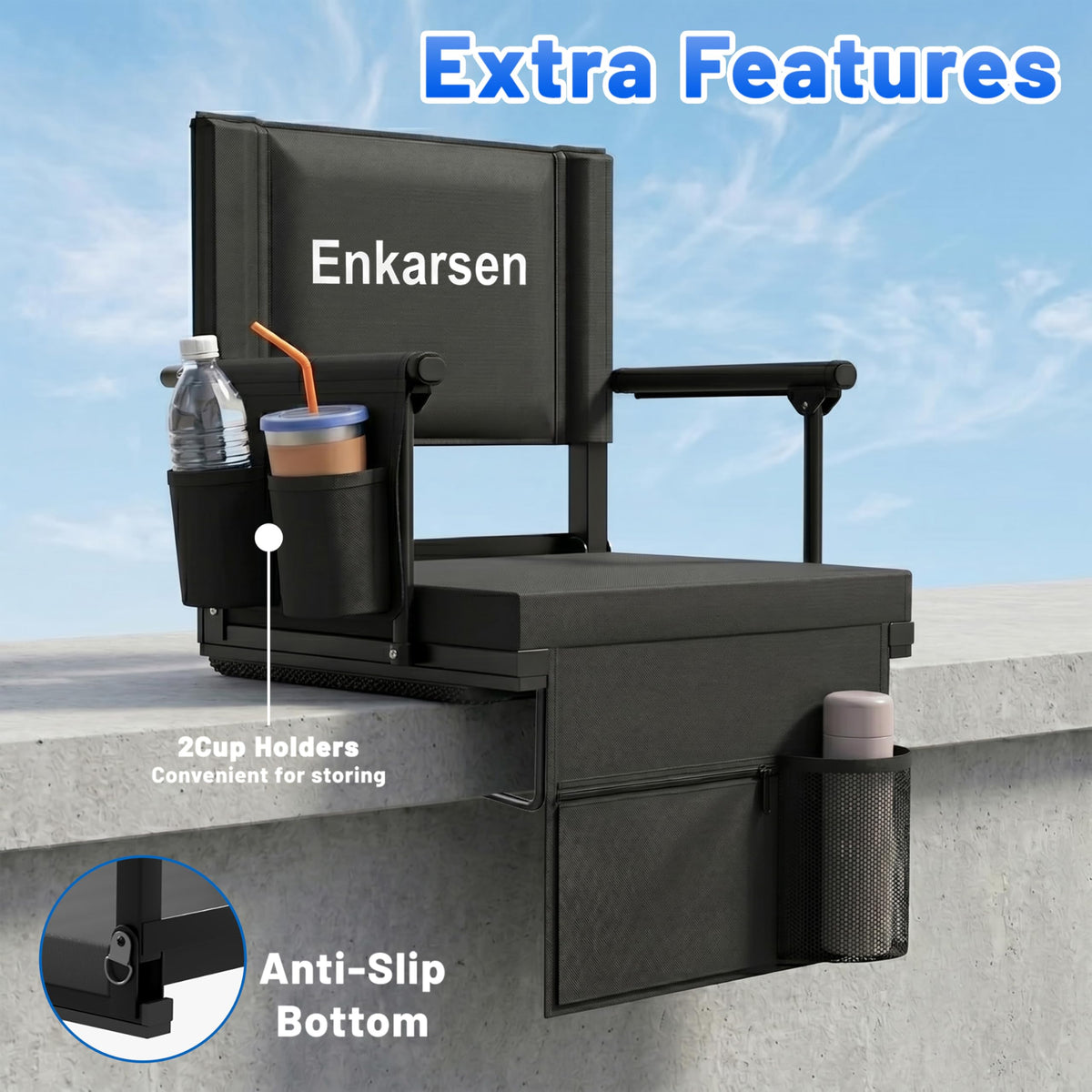 Portable Stadium Seat with Armrests & Cup Holder H609610