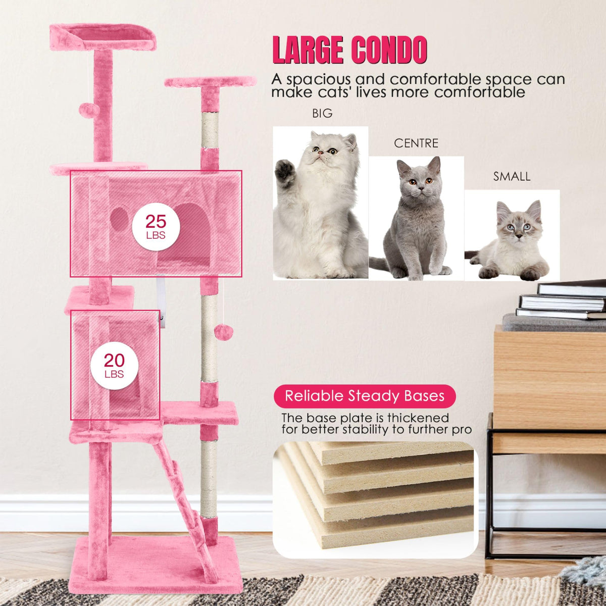 70 inch Multi-Level Cat Tree Tower with Scratching Posts I9543