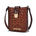 Women's Faux Crocodile Embossed Vegan Leather Crossbody Bag O172