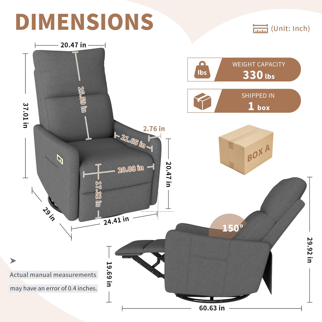 Dark Gray Velvet Swivel Rocker Chair Q73037