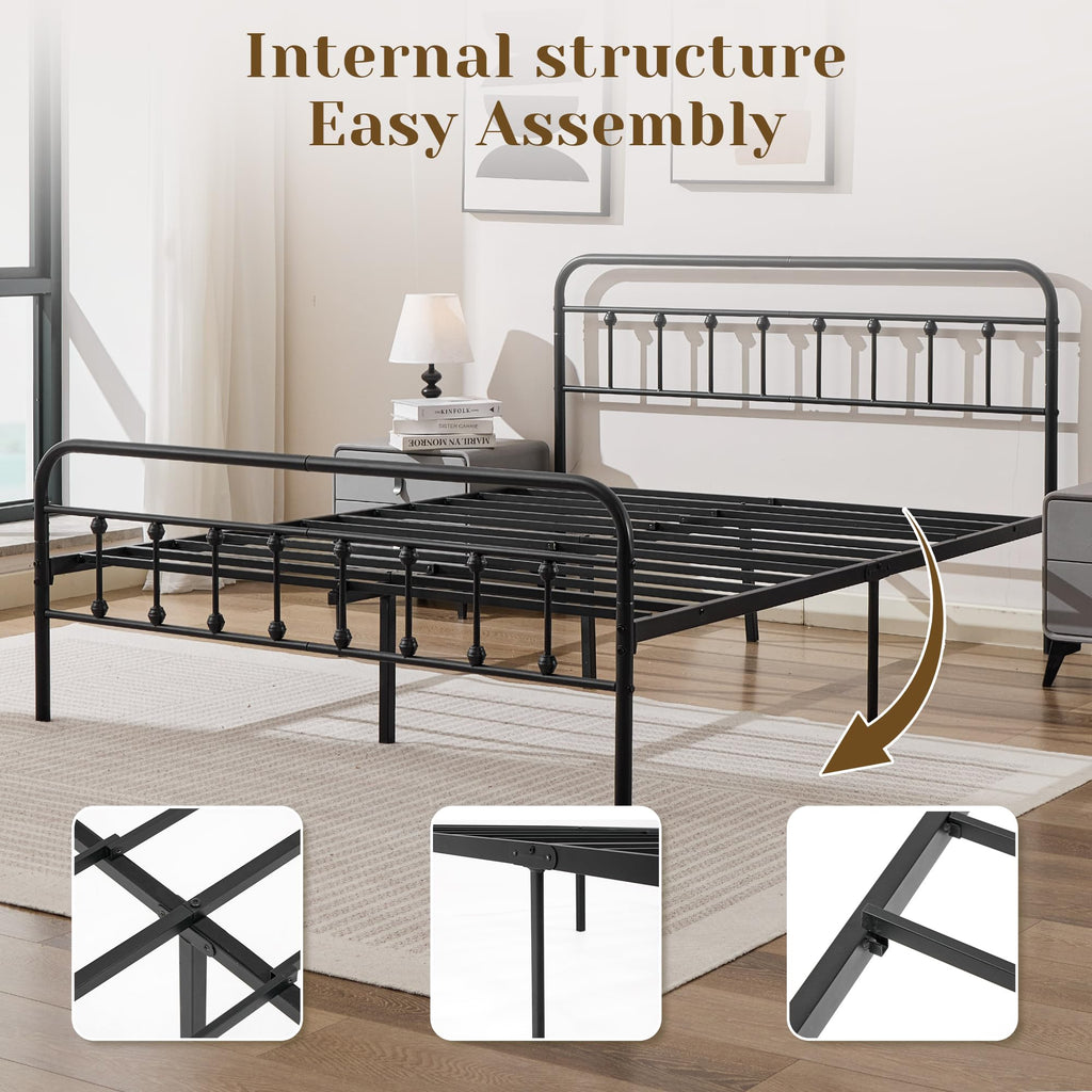 Full Metal Platform Bed Frame with Headboard and Footboard R97792