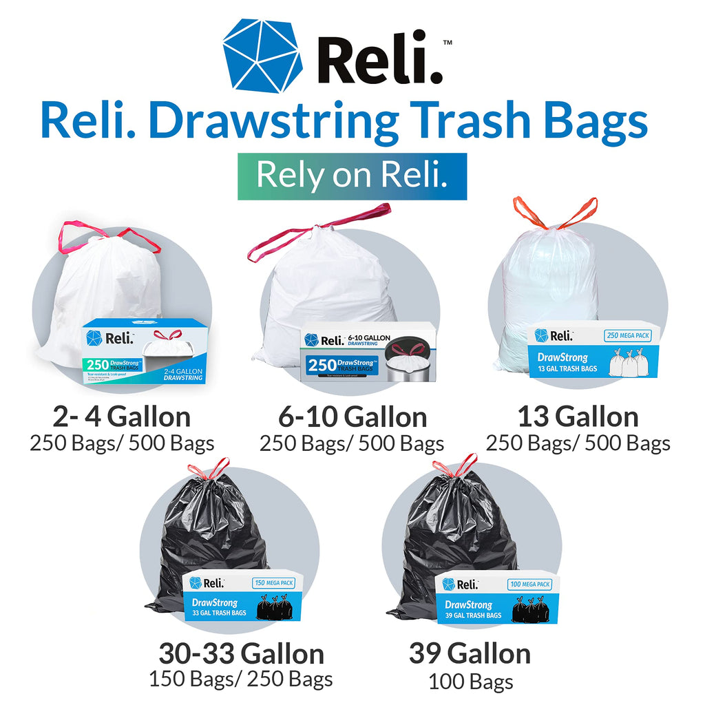 6-10 Gallon Drawstring Trash Bags 500 Count H7848