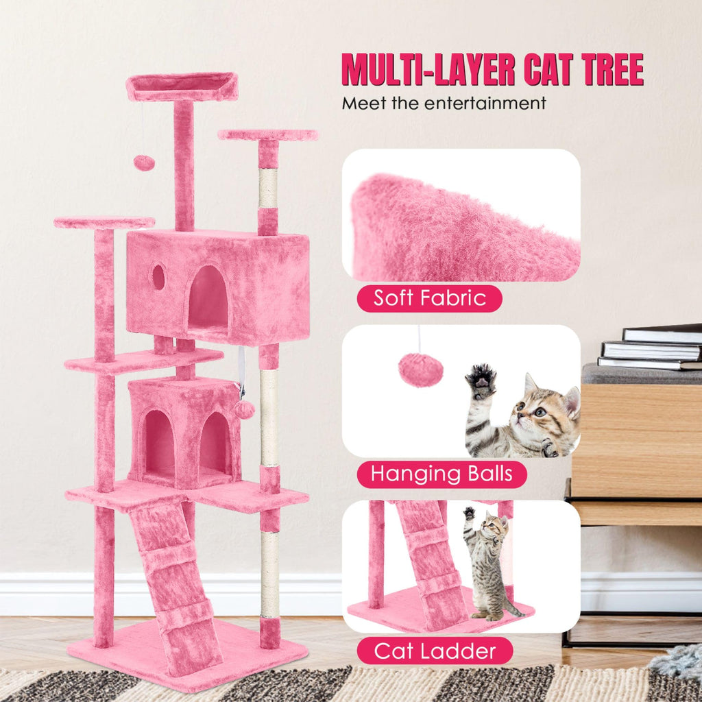 70 inch Multi-Level Cat Tree Tower with Scratching Posts I9543
