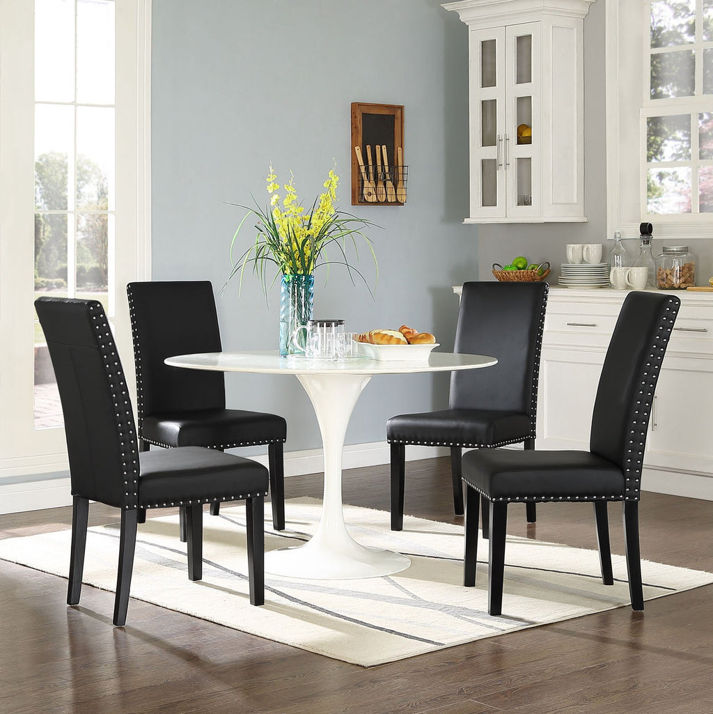 Black Faux Leather Dining Chair Q63429