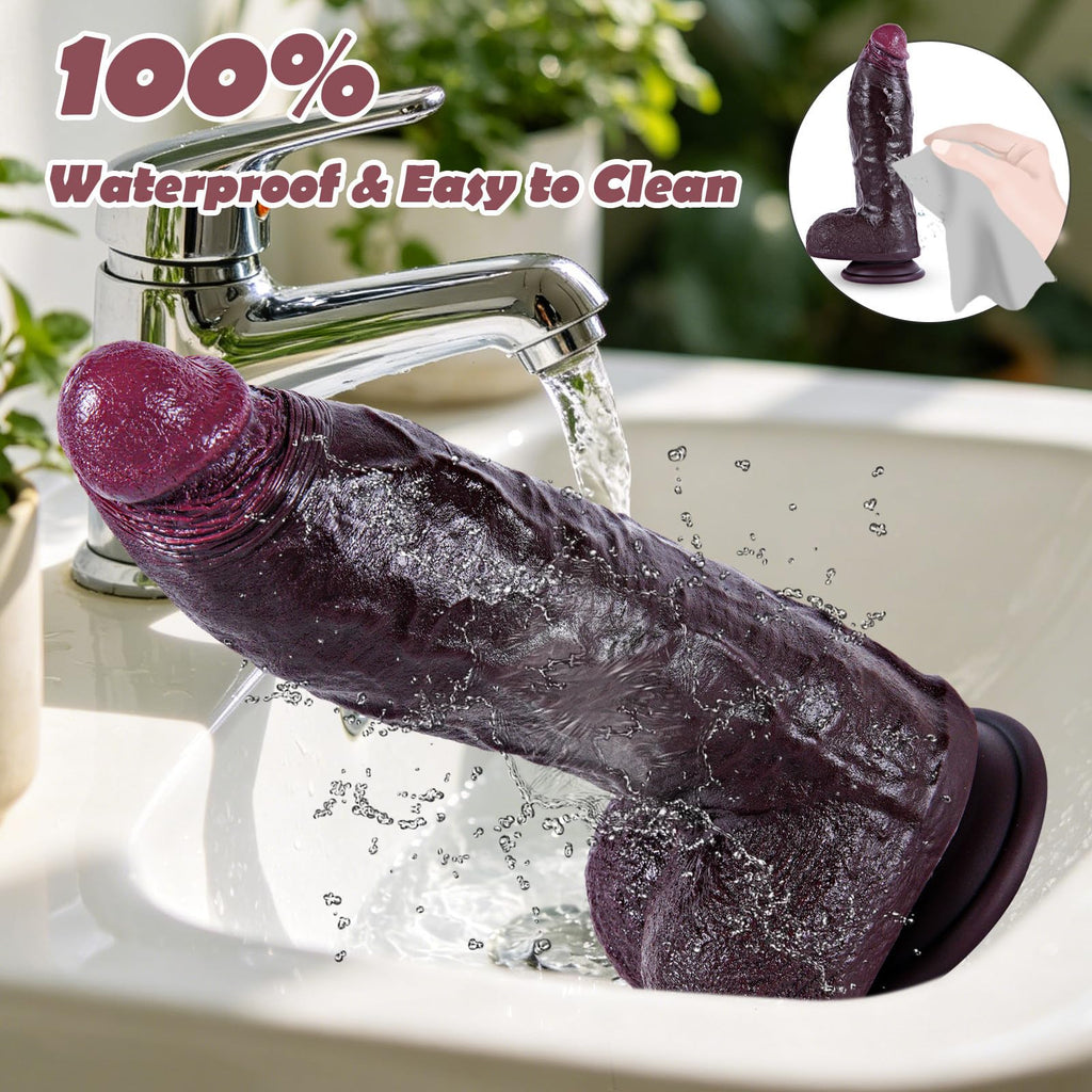 9.7" Dual Density Black Dildo with Suction Cup V4056