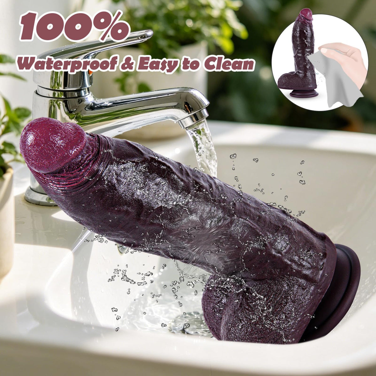 9.7" Dual Density Black Dildo with Suction Cup V4056