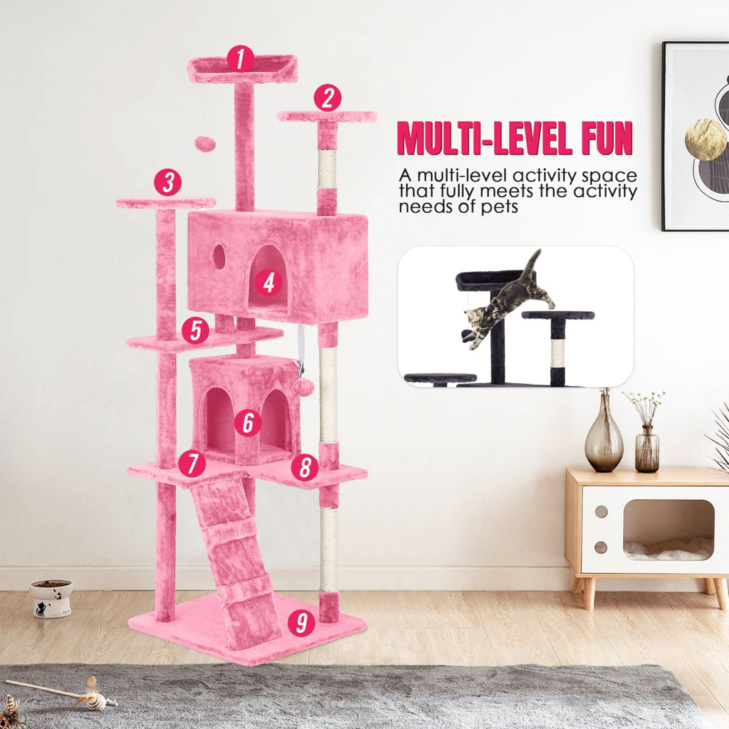 70 inch Multi-Level Cat Tree Tower with Scratching Posts I9543