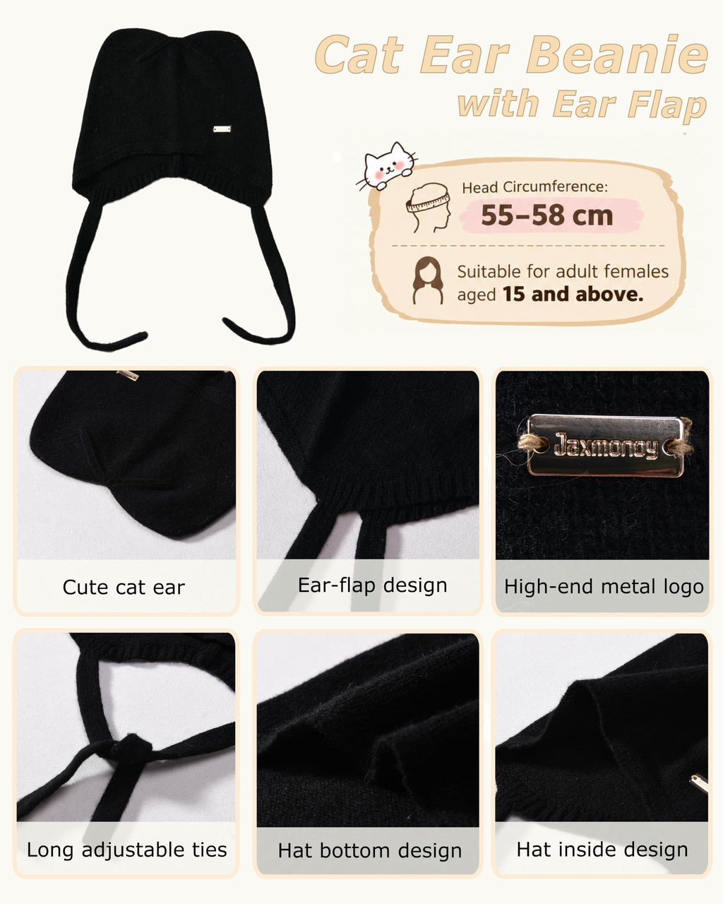 Cat Ear Beanie Wool Knit Hats K96151