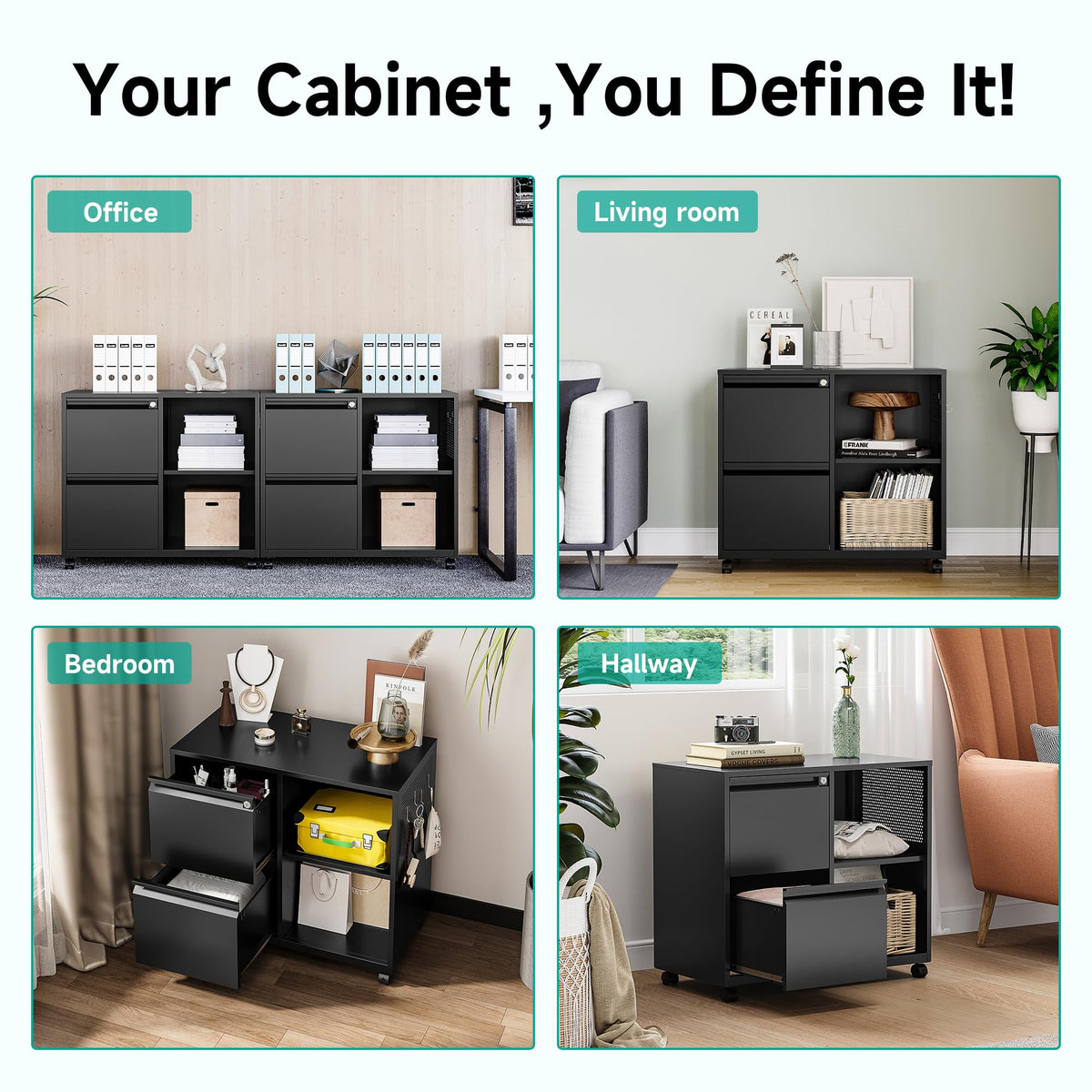 2 Drawer Metal File Cabinet with Lock and Shelf R7671