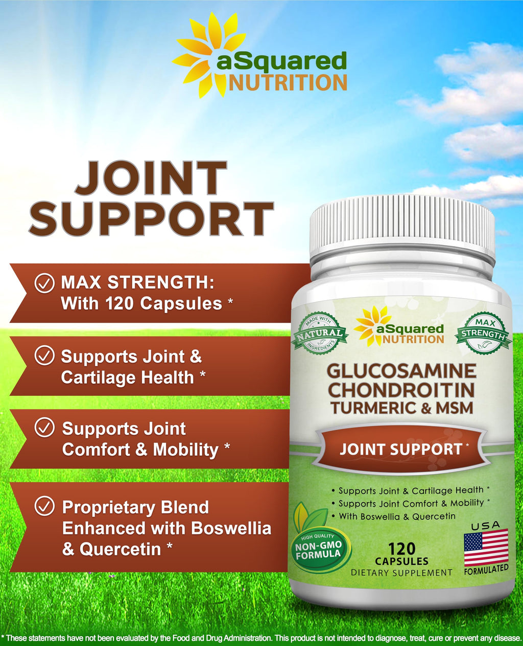 Glucosamine Chondroitin Turmeric MSM Boswellia 120 Capsules Supplement F41767