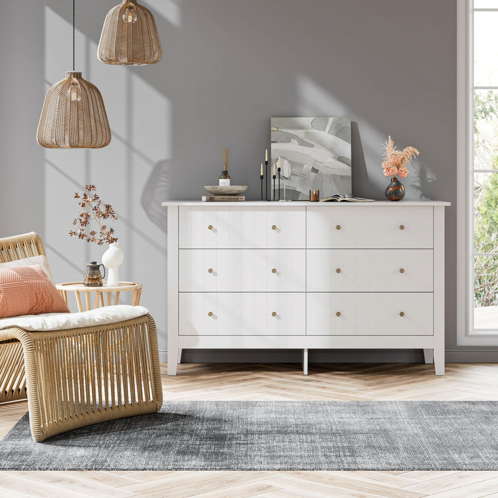 White 6 Drawer Dresser I51976
