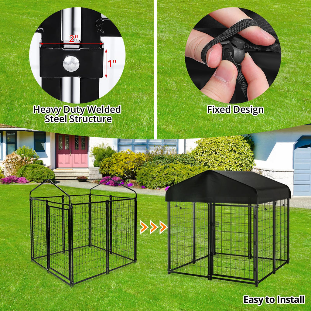 Welded Wire Dog Kennel with Roof F51488