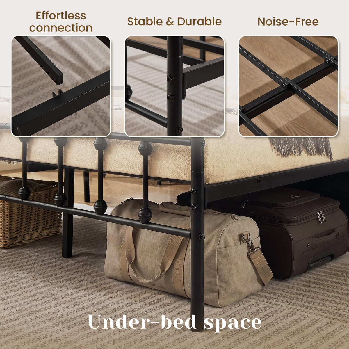 Full Metal Platform Bed Frame with Headboard and Footboard R97792
