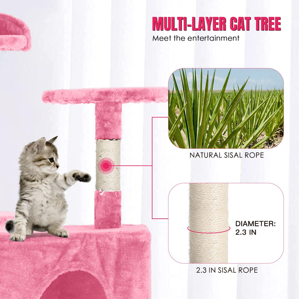 70 inch Multi-Level Cat Tree Tower with Scratching Posts I9543