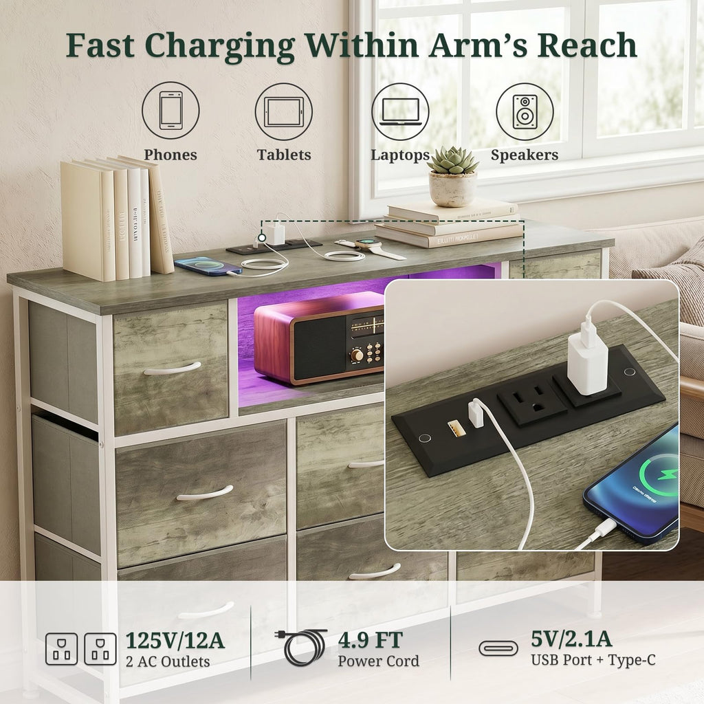 8 Drawer TV Stand with Charging Station U113769