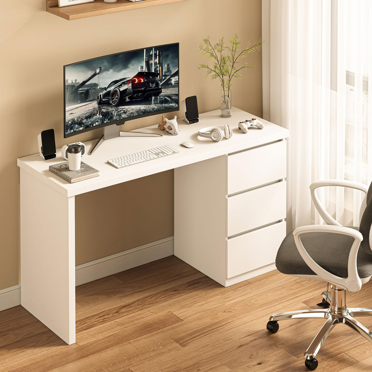 White Desk with Drawers T815