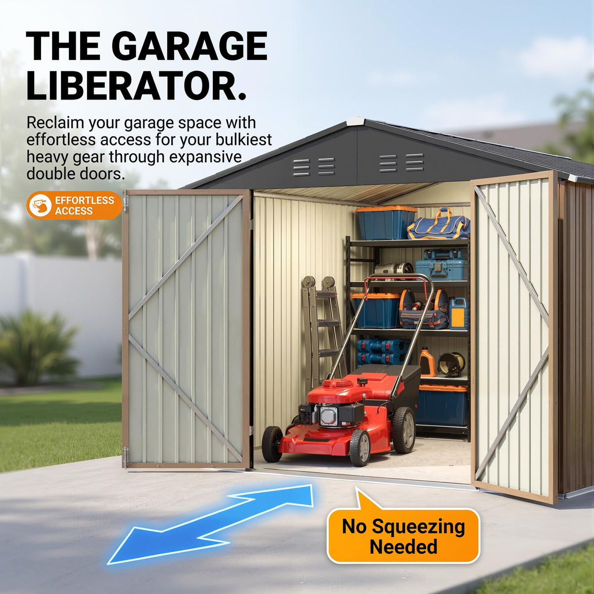 8x10 FT Metal Outdoor Storage Shed with Lockable Door Y284